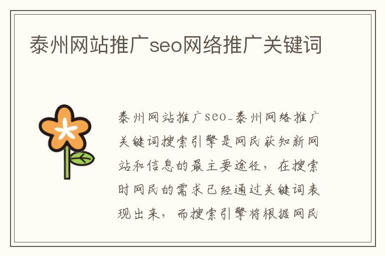 泰州网站推广seo网络推广关键词