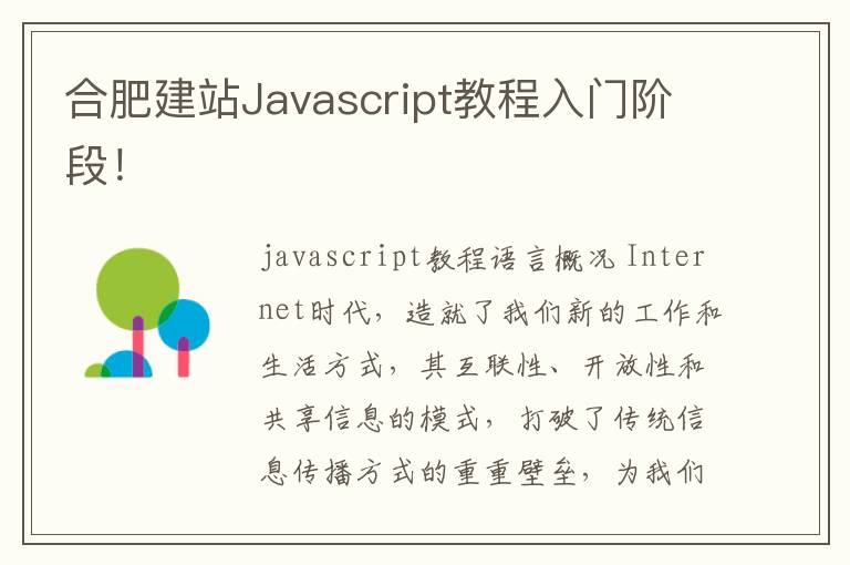 合肥建站Javascript教程入门阶段！