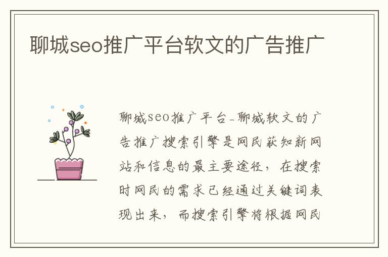 聊城seo推广平台软文的广告推广